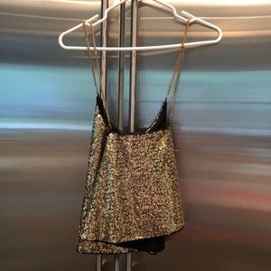 Gold and black sequin tank